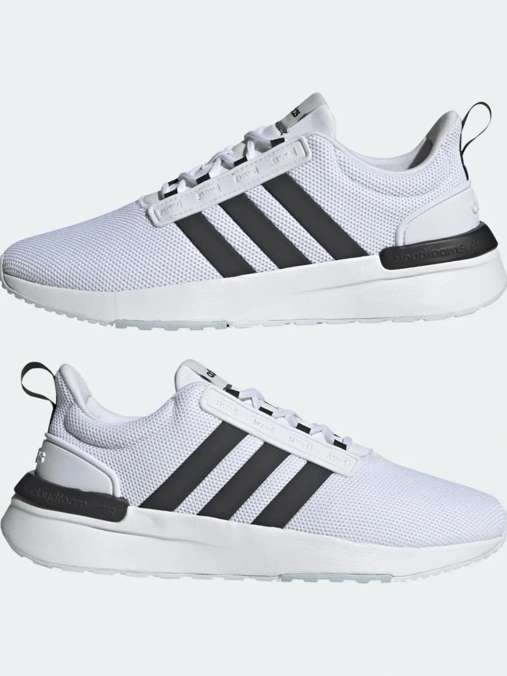 NIB Adidas Racer TR21 Cloudfoam Shoes White Black Men’s Size 13